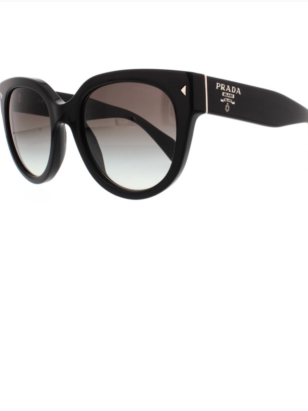Prada SPR 17O Black Cat-Eye Sunglasses 54-22 1AB-0A7